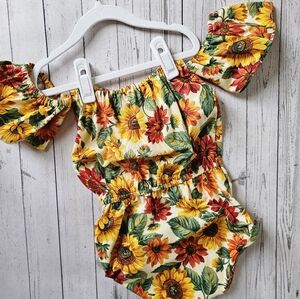 Sunflower Print Kids Romper
